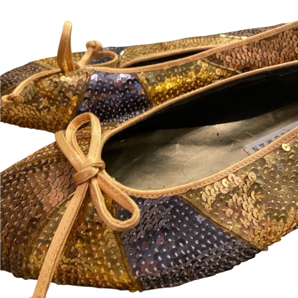 Frankie and Baby Beverly Feldman  Sequin Gold Silver Ballet Flats - Picture 6 of 9